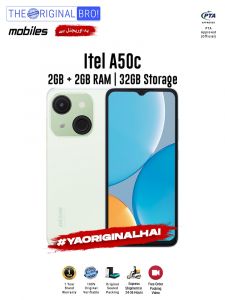 Itel A50c - 2GB RAM - 32GB Storage - PTA Approved - 12 Months Warranty - Green - The Original Bro Mobiles - TOB36